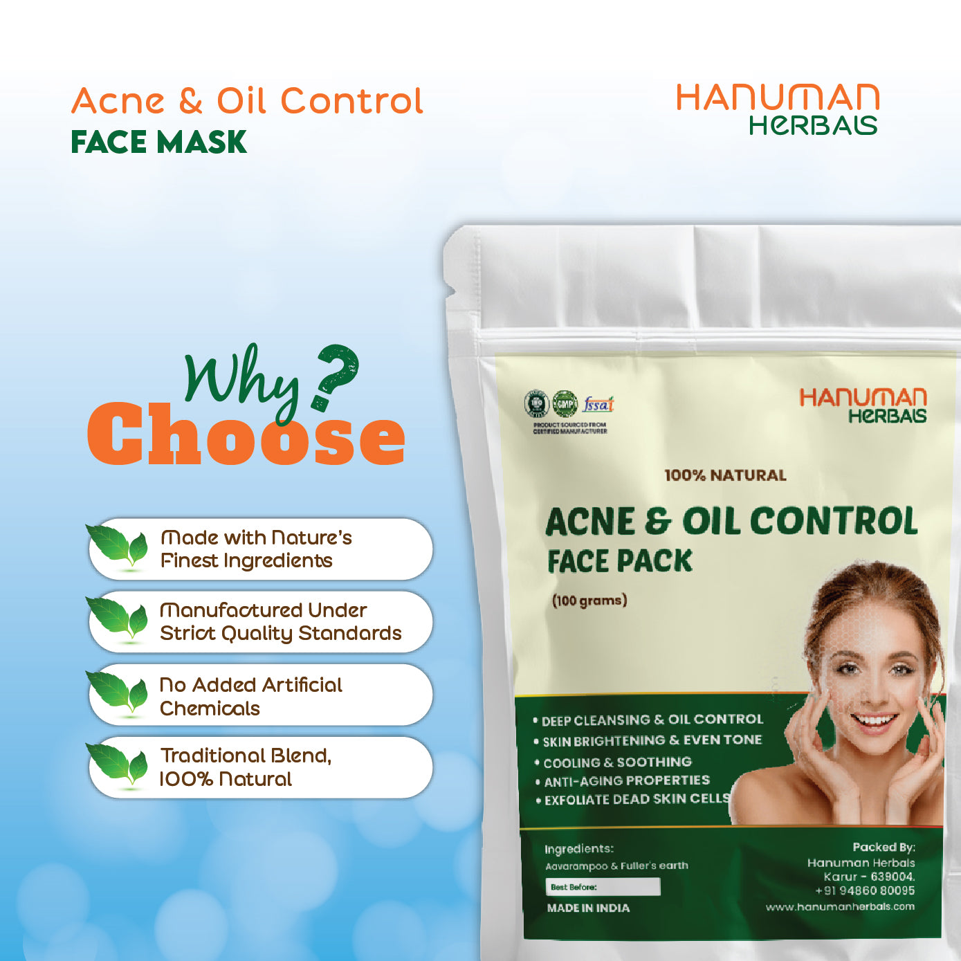 Acne & Oil Control Face Pack – 100% Natural