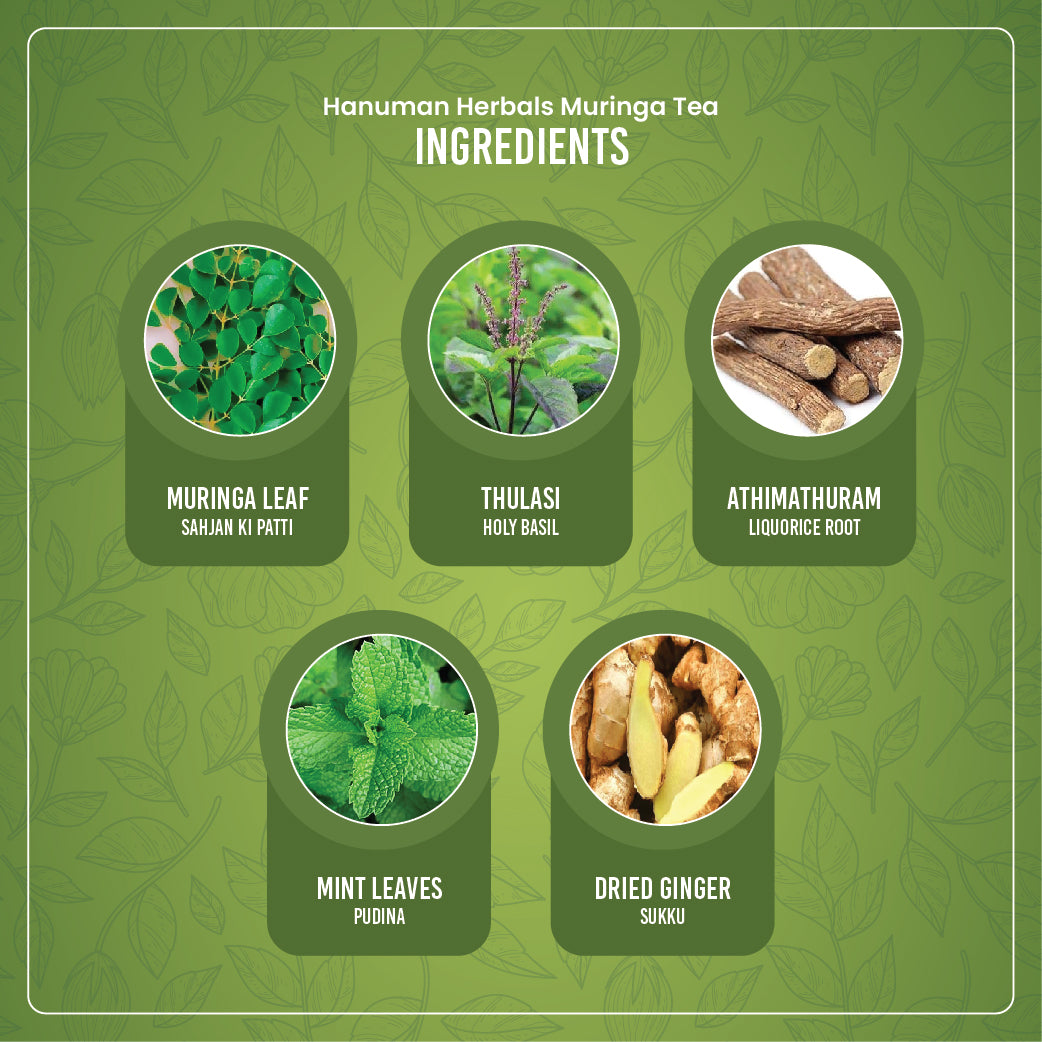 Hanuman Herbals Moringa Daily Wellness Tea | Immunity & Detox Herbal Tea
